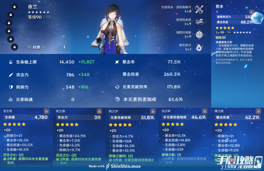 《原神》夜兰圣遗物毕业词条选择