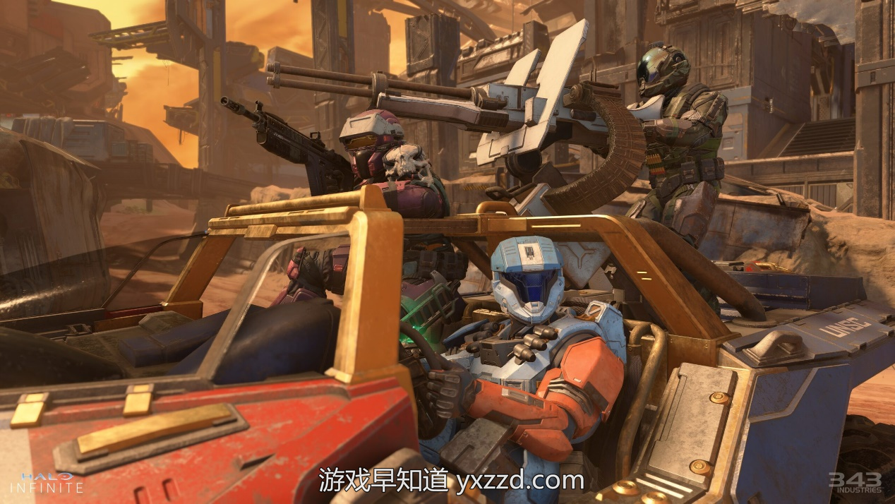 Screenshot of three Lone Wolf Spartans in a Warthog